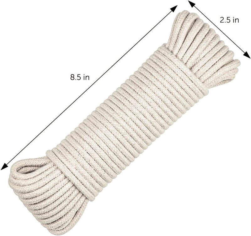 SteadMax 100ft Natural Cotton 3/16 Inch Rope, General-Purpose Utility Cord, Clothesline Rope, Ideal for Tents, Hammocks, Halters, Harnesses, Awnings, Outdoors, Sports (2 Pack, 50ft Each) - Image 2